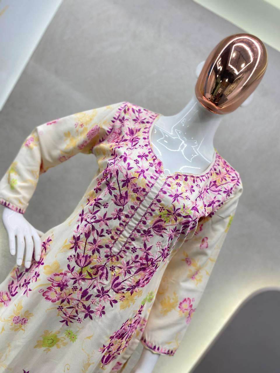 RAYON EMBROIDERED KURTIS WITH BOTTOM - MYLUXURY LANE ENTERPRISE